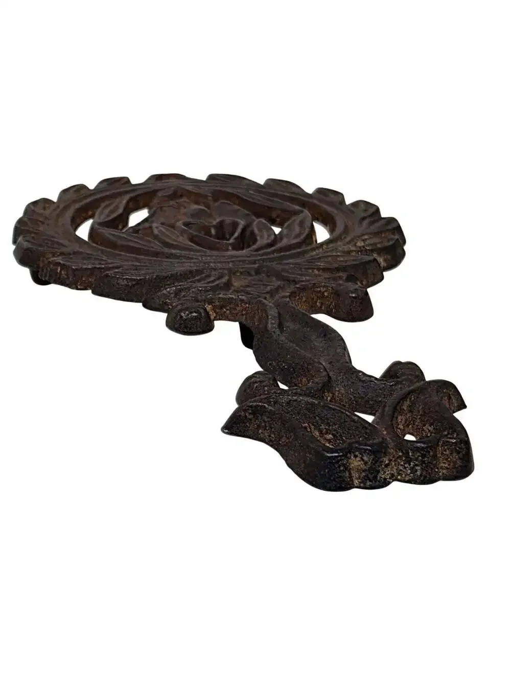 Small Cast Iron Bird on Heart Trivet Footed Primitive Kitchen Decor